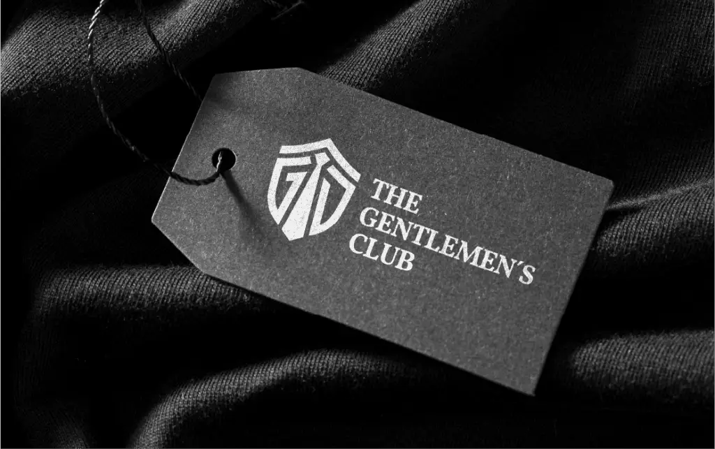 Fashion branding project for The Gentlemen’s Club including luxury logo and clothing tag design