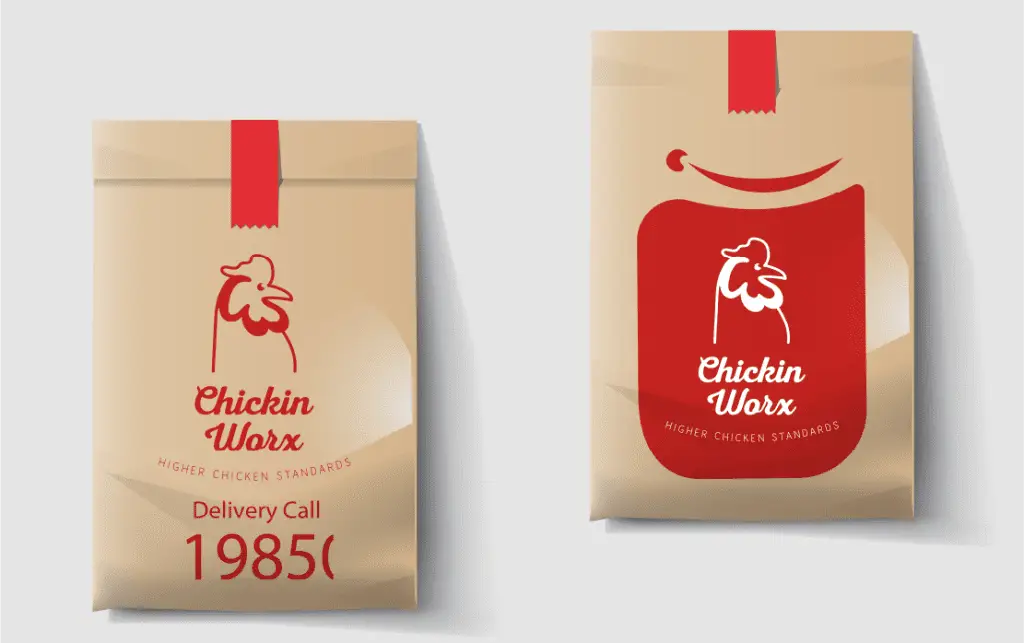 Food and beverage branding for restaurant including takeaway packaging design