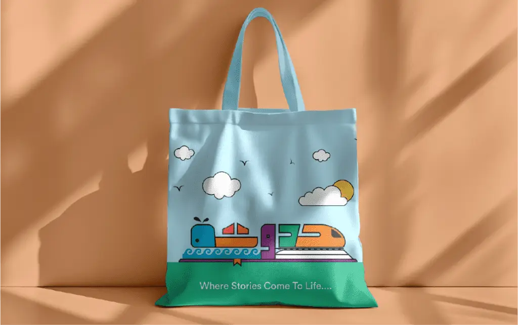 Retail food and beverage branding including custom shopping bag design